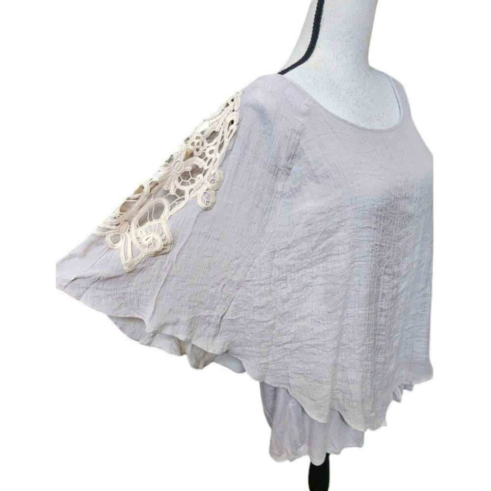 ALYX 'Sunshine Breeze' Layered Tunic Top Crochet Lace Sleeve Size XXL Poncho